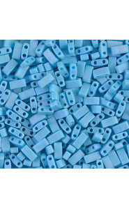 Miyuki half tila 5x2.4mm beads - Opaque turquoise blue matted ab HTL-413FR